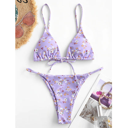 Summer Flowers Print Bikini Sexy Beach Swimming Suit Fashion Swimsuit Womens Clothing