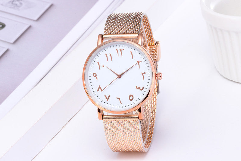 Fashion Creative Quartz  Couple Digital Mesh Band Watch