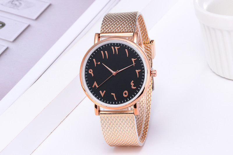 Fashion Creative Quartz  Couple Digital Mesh Band Watch