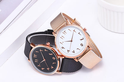 Fashion Creative Quartz  Couple Digital Mesh Band Watch