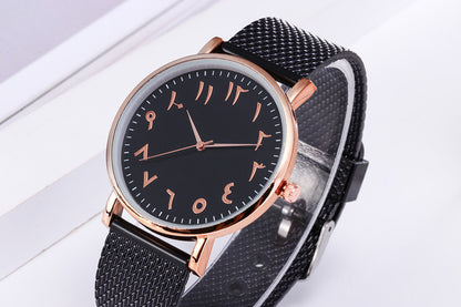 Fashion Creative Quartz  Couple Digital Mesh Band Watch