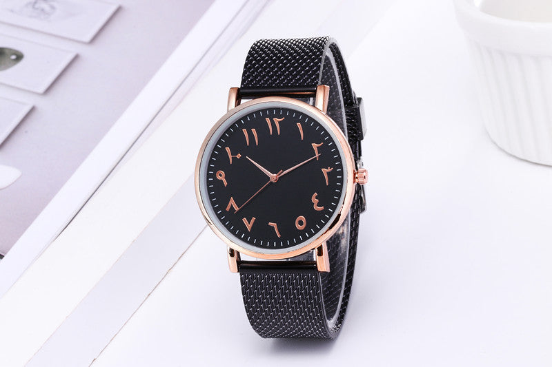 Fashion Creative Quartz  Couple Digital Mesh Band Watch