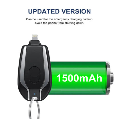 1500mAh Mini Power Emergency Pod Keychain Charger With Type-C Ultra-Compact Mini Battery Pack Fast Charging Backup Power Bank - Image #6