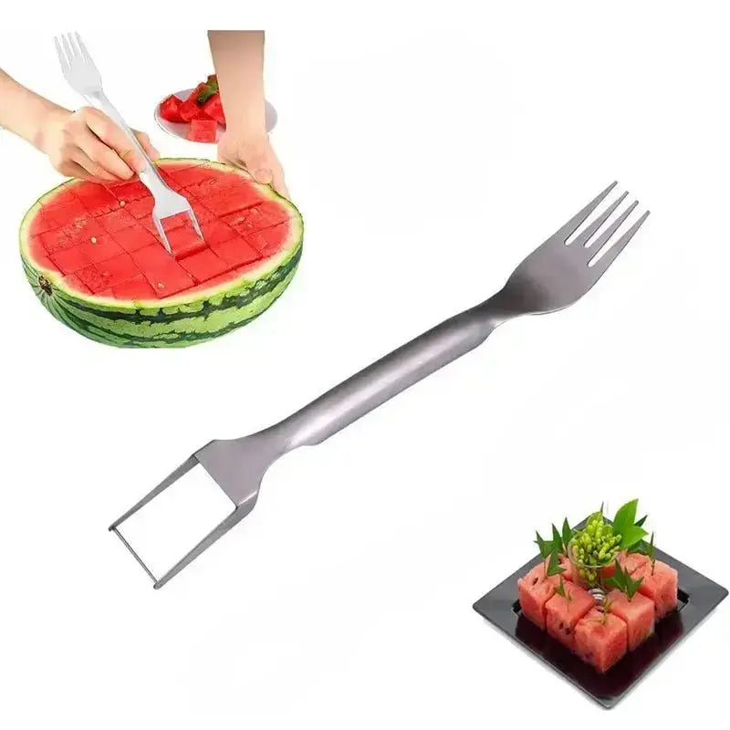 2 In 1 Watermelon Fork Slicer Multi-purpose Stainless Steel Watermelon Slicer Cutter Kitchen Fruit Cutting Fork Fruit Divider Kitchen Gadgets - Image #3