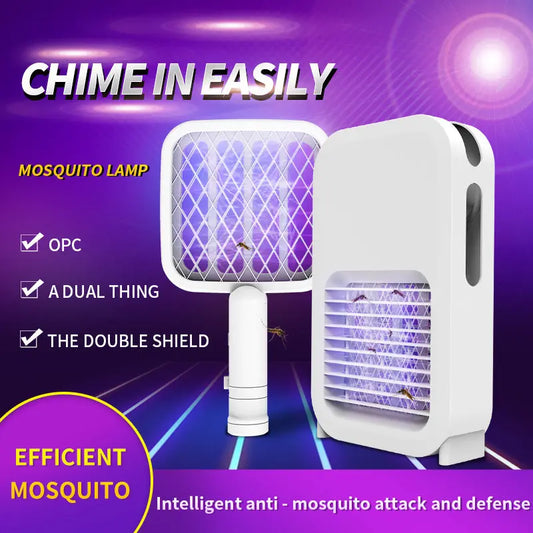 Efficient Photocatalyst Household Mosquito Killer Lamp 2in1 LED Mosquito Racket USB Creative Mosquito Trap Artifact Bug Zapper - Image #1