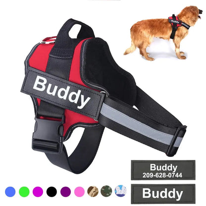 Personalized Dog Harness NO PULL Reflective Breathable Adjustable Pet Harness Vest For Small Large Dog Custom Patch Pet Supplies - Image #1