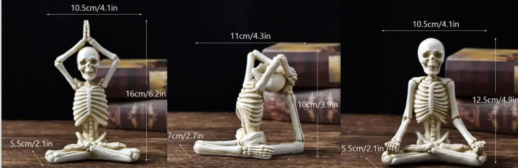 Halloween Horror Desktop Decoration Resin Ornaments Feature Modeling Yoga Skull Skeleton - Image #6