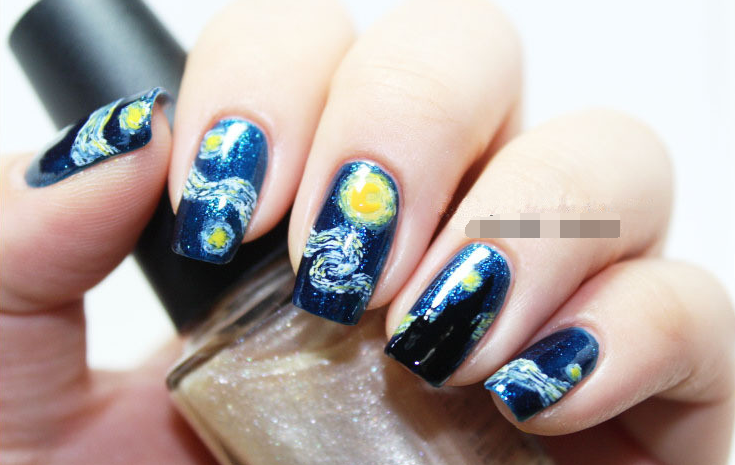 Manicure-plakker Van Gogh's Star Manicure Applique 14-plakker Fototerapie-naelplakker-naelplakker