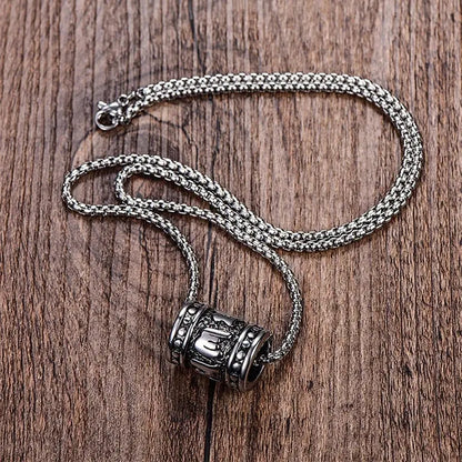 Tibetan Steel Prayer Wheel Necklace - Image #2