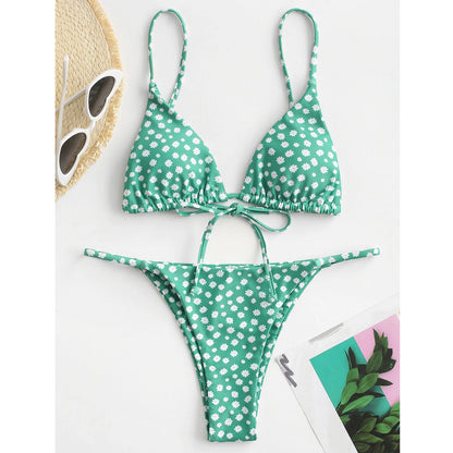 Summer Flowers Print Bikini Sexy Beach Swimming Suit Fashion Swimsuit Womens Clothing