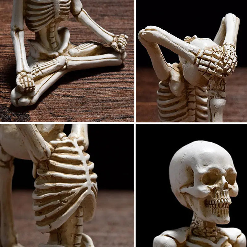 Halloween Horror Desktop Decoration Resin Ornaments Feature Modeling Yoga Skull Skeleton - Image #7