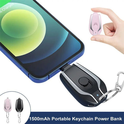 1500mAh Mini Power Emergency Pod Keychain Charger With Type-C Ultra-Compact Mini Battery Pack Fast Charging Backup Power Bank - Image #2