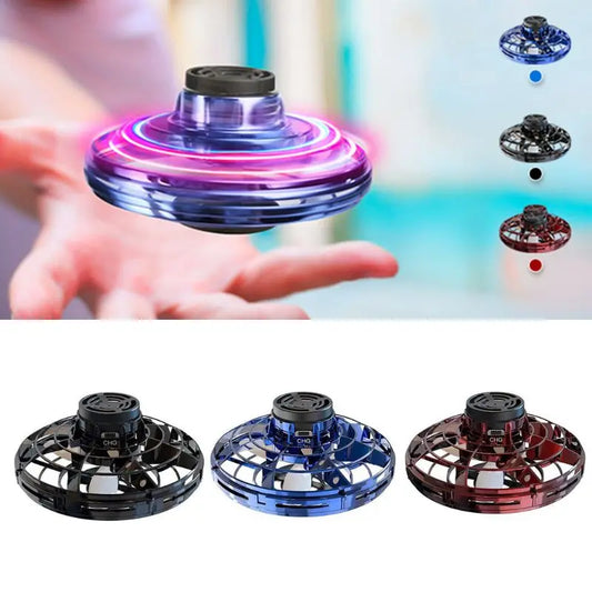 Mini Fingertip Gyro Interactive Decompression Toy Drone LED UFO Type Flying Helicopter Spinner Toy Kids - Image #1