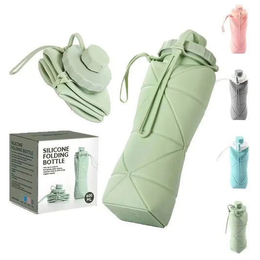 600ml Folding Silicone Water Bottle Sports Water Bottle Outdoor Travel Portable Water Cup Running Riding Camping Hiking Kettle - Image #1