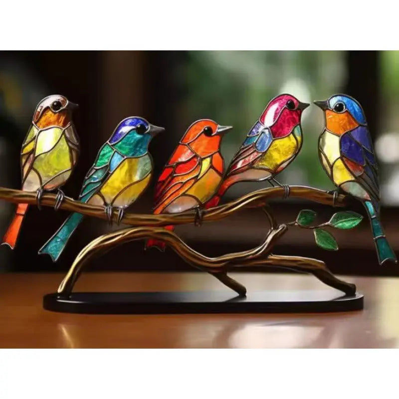 Stained Birds On Branch Desktop Ornaments For Bird Lover Home Decor Desk Decor For Bedroom Living Room And Office - Image #12