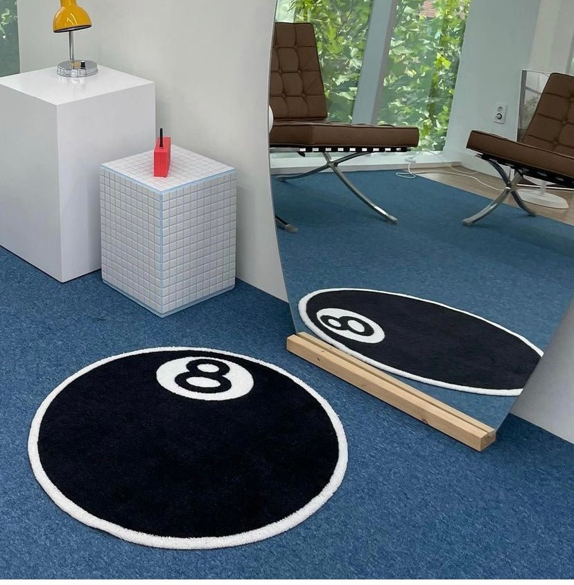 Black 8 Billiard Floor Mat Retro Hip Hop Bedroom Rug