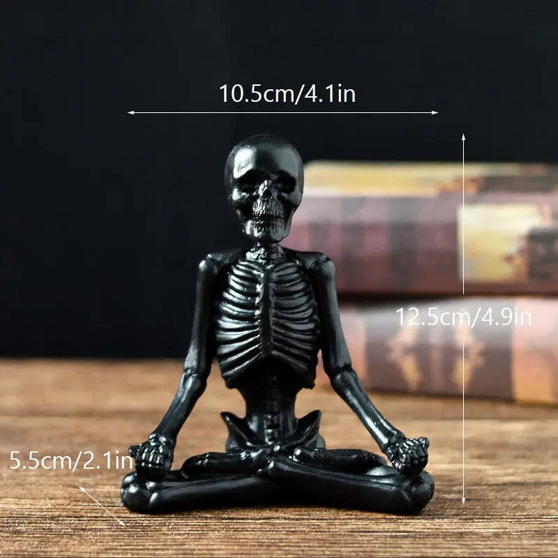 Halloween Horror Desktop Decoration Resin Ornaments Feature Modeling Yoga Skull Skeleton - Image #4