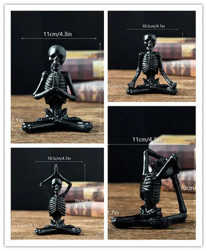 Halloween Horror Desktop Decoration Resin Ornaments Feature Modeling Yoga Skull Skeleton - Image #3