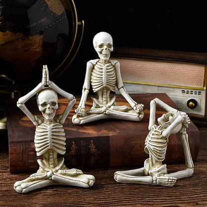 Halloween Horror Desktop Decoration Resin Ornaments Feature Modeling Yoga Skull Skeleton - Image #1