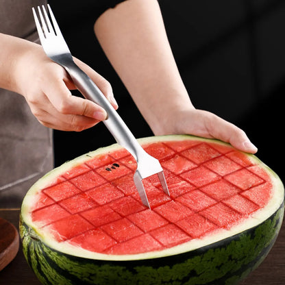 2 In 1 Watermelon Fork Slicer Multi-purpose Stainless Steel Watermelon Slicer Cutter Kitchen Fruit Cutting Fork Fruit Divider Kitchen Gadgets - Image #4