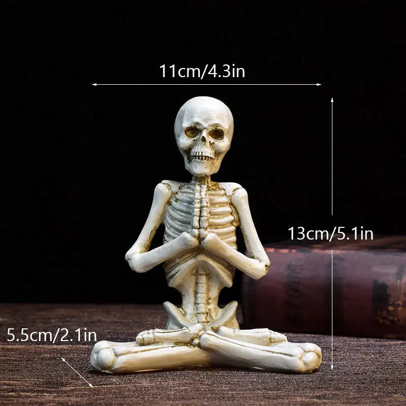 Halloween Horror Desktop Decoration Resin Ornaments Feature Modeling Yoga Skull Skeleton - Image #2