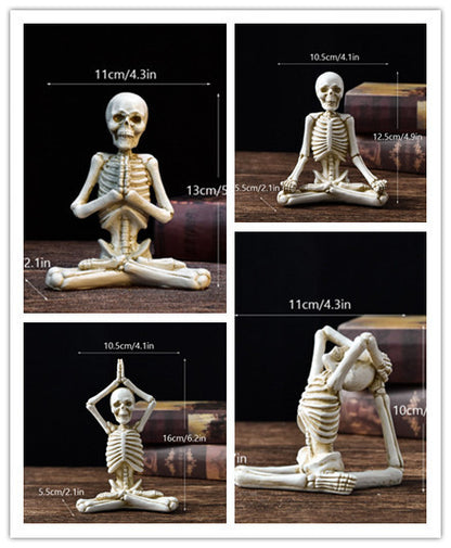 Halloween Horror Desktop Decoration Resin Ornaments Feature Modeling Yoga Skull Skeleton