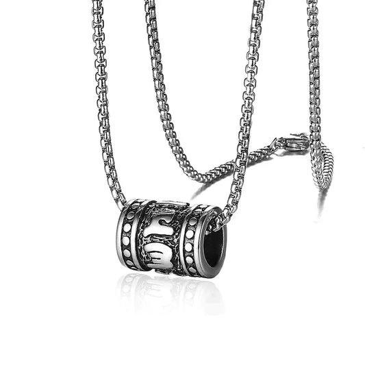 Tibetan Steel Prayer Wheel Necklace - Image #1