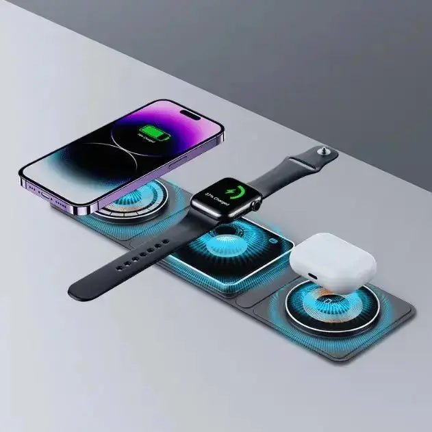 3 IN 1 Magnetic Folding Wireless Charger Station For IPhone Transparent Fast Charging For IWatch And Airpods - Image #2