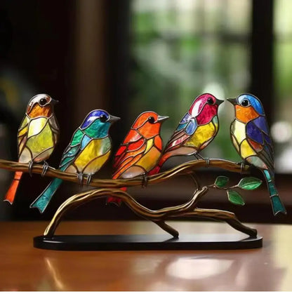 Stained Birds On Branch Desktop Ornaments For Bird Lover Home Decor Desk Decor For Bedroom Living Room And Office - Image #11