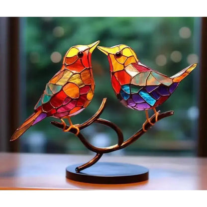 Stained Birds On Branch Desktop Ornaments For Bird Lover Home Decor Desk Decor For Bedroom Living Room And Office - Image #7