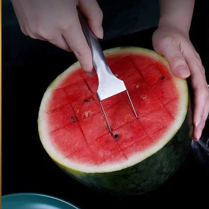 2 In 1 Watermelon Fork Slicer Multi-purpose Stainless Steel Watermelon Slicer Cutter Kitchen Fruit Cutting Fork Fruit Divider Kitchen Gadgets - Image #5